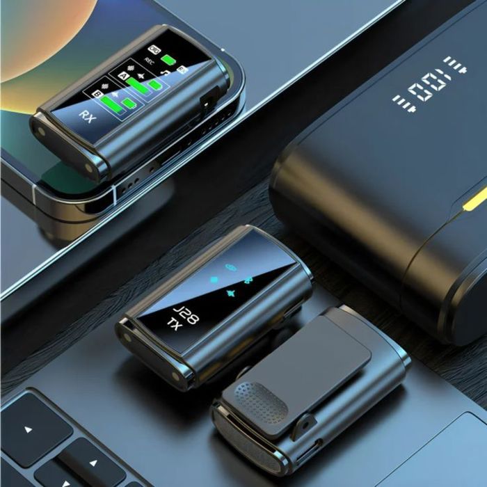 Micro Sans Fil SX28 – 2 Micros + Récepteur 3-en-1 Type-C Lightning Jack