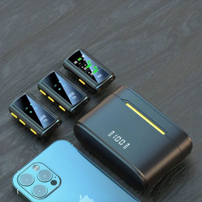 Micro Sans Fil SX28 – 2 Micros + Récepteur 3-en-1 Type-C Lightning Jack