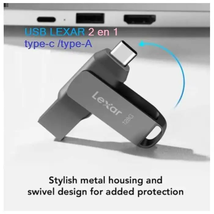 Clé USB Lexar JumpDrive D400 USB-C 3.1 128GB / 256GB 130MB/s