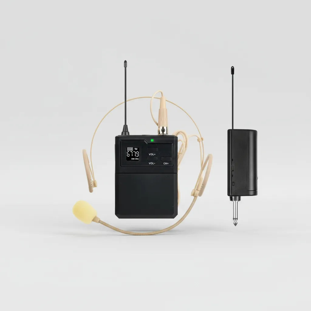 Microphone Sans Fil UHF Tour de Tête Couleur Peau – 30 m