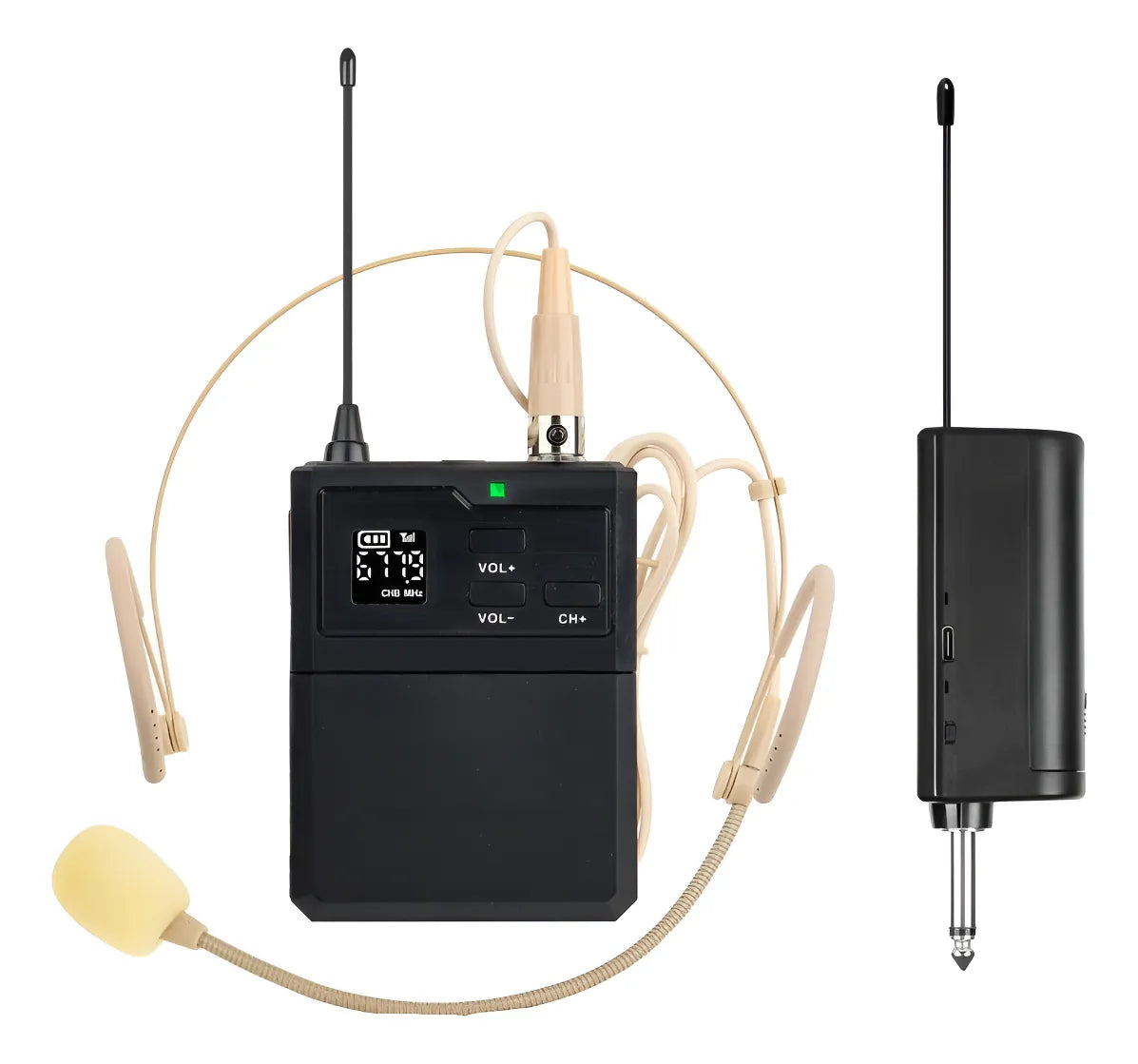 Microphone Sans Fil UHF Tour de Tête Couleur Peau – 30 m