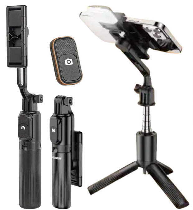 Trépied Selfie 3-en-1 avec Lumière LED & Télécommande