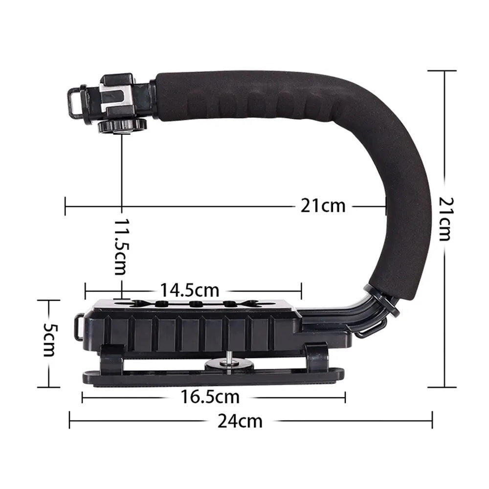 Kit Stabilisateur Vidéo en Forme de C avec Micro, Lumière LED et Support Téléphone