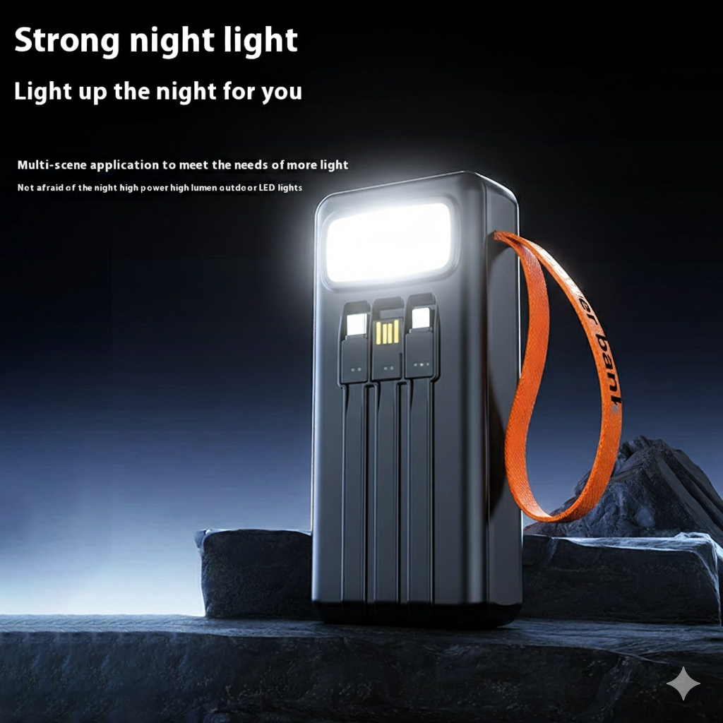 Batterie Externe 30 000 mAh – Charge Rapide PD 22,5 W – Écran LED – Câble intégré