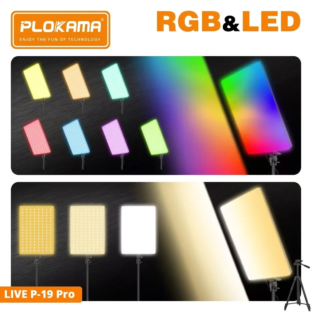 Panneau LED RGB 80W Plokama P19 Pro + trépied 2M pro