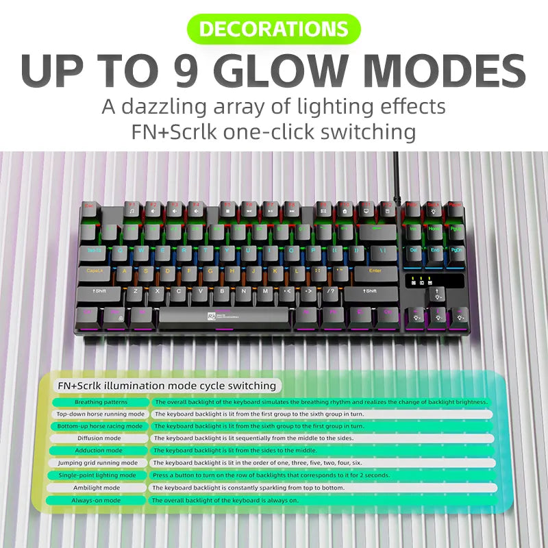 Clavier Mécanique Gaming 87 Touches RGB – R8 1032