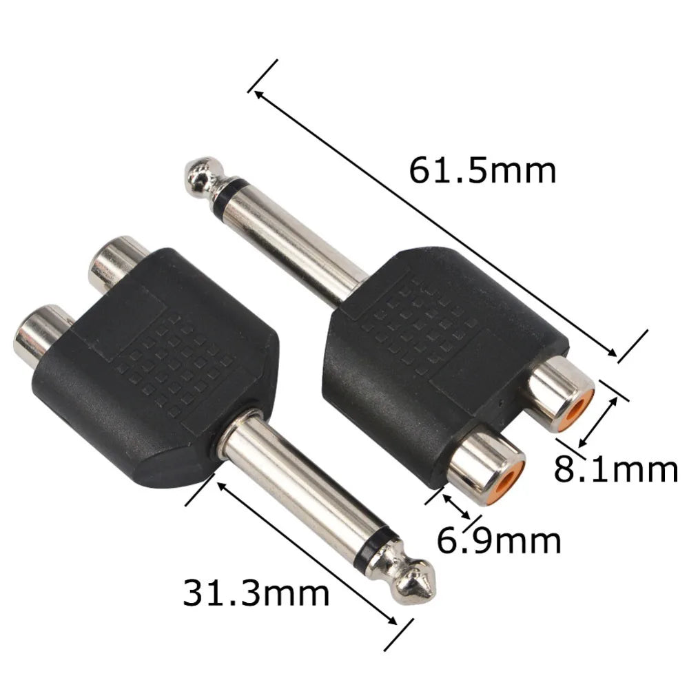 Adaptateur jack 6,5 mm mâle vers double RCA femelle, connecteur audio stéréo