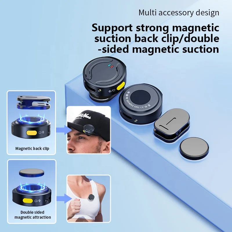 Microphone Lavalier Sans Fil Q81 – Double Émetteur avec Réduction de Bruit & Clip Magnétique