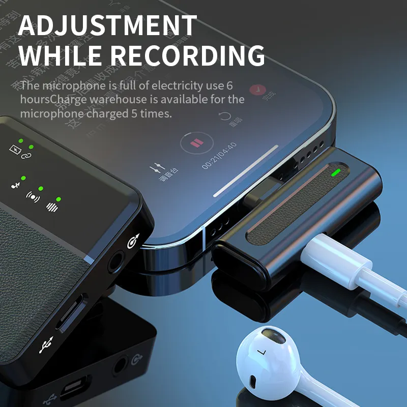 Micro-Cravate Sans Fil SX8 Lavalier pour Smartphone iOS & Type-C