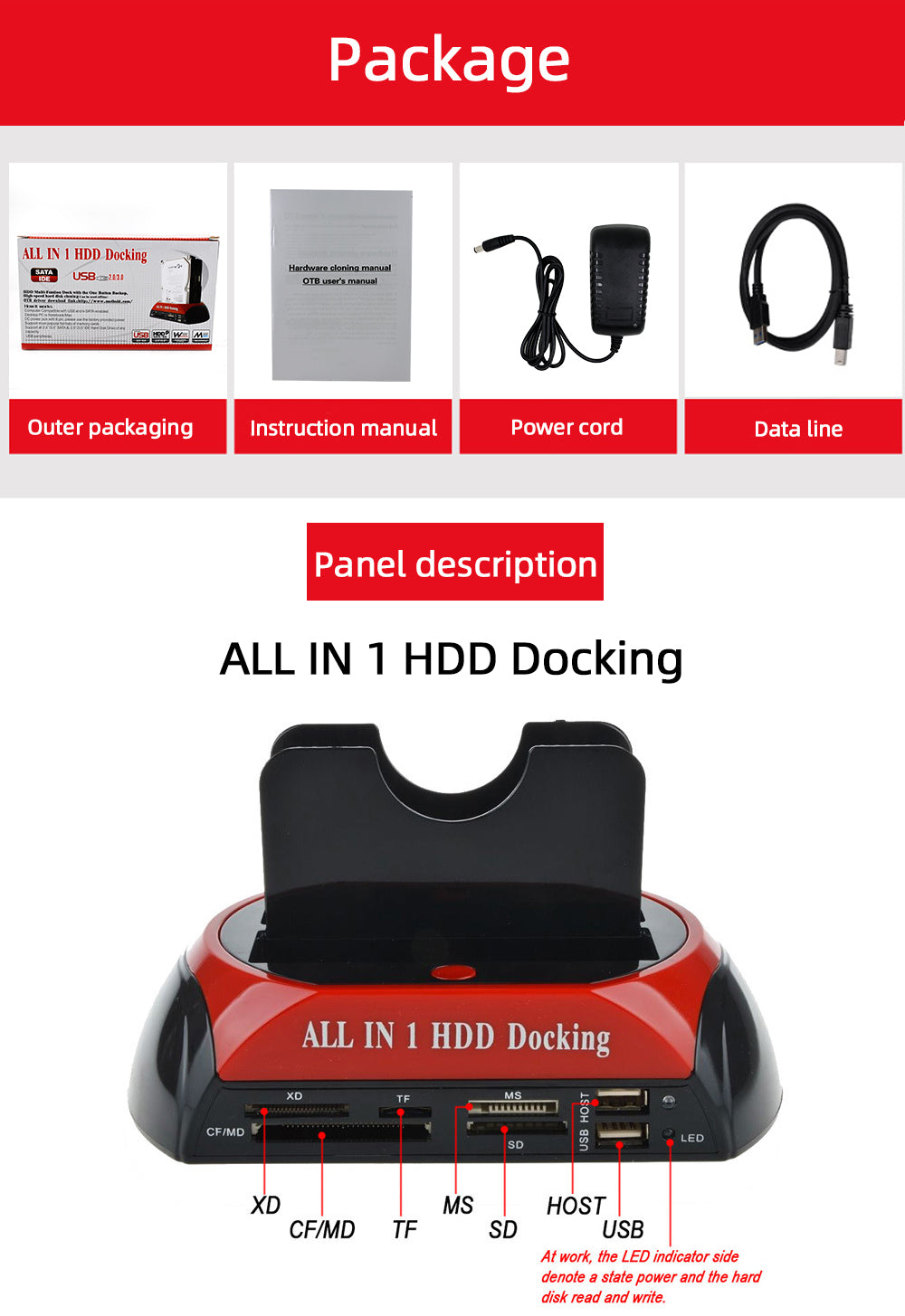 Station d'accueil HDD tout en 1, USB 2.0 vers SATA IDE