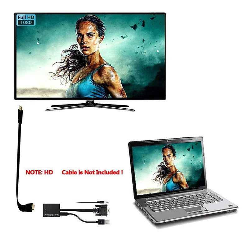 Convertisseur 1080P VGA + audio vers HDMI