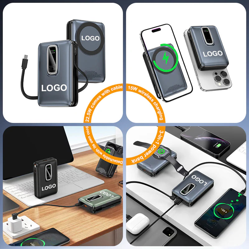 Batterie Externe Magnétique YOOFACE 20000mAh 22.5W avec Charge Sans Fil 15W