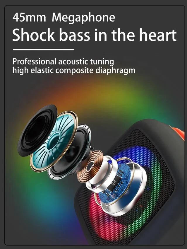 Mini Enceinte Bluetooth 5W Portable avec Effets Lumineux RGB et Support Téléphone