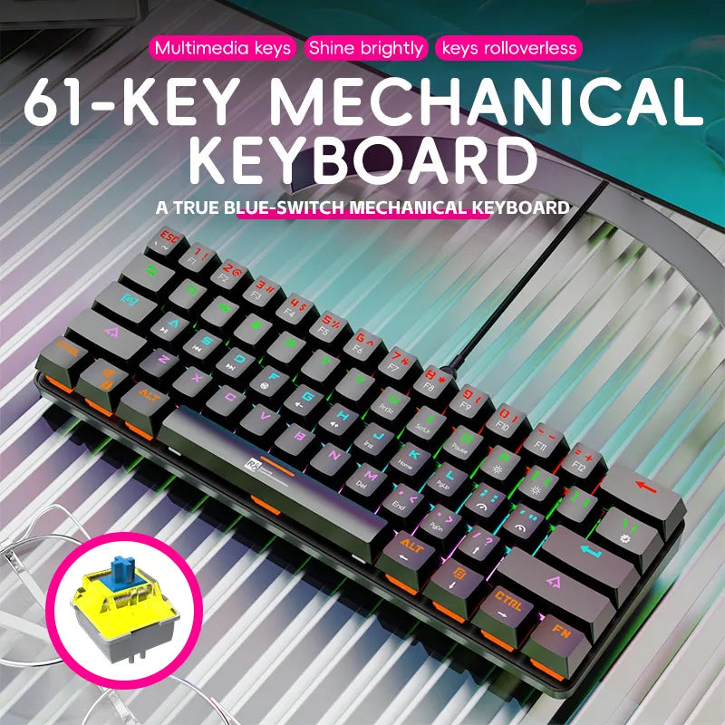 Clavier Mécanique Gaming RGB 61 Touches – R8 1037