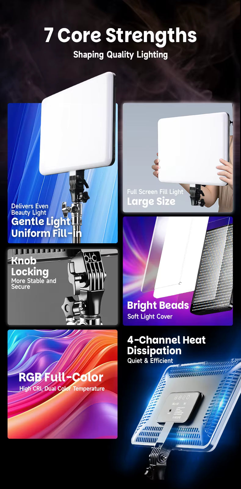 Panneau LED RGB MJ-19 avec Trépied 2m et Télécommande