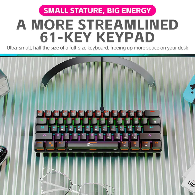Clavier Mécanique Gaming RGB 61 Touches – R8 1037