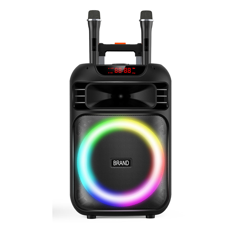 Enceinte Portable 15" avec Batterie Rechargeable, 2 Micro, Lumières LED RGB, Bluetooth et Télécommande