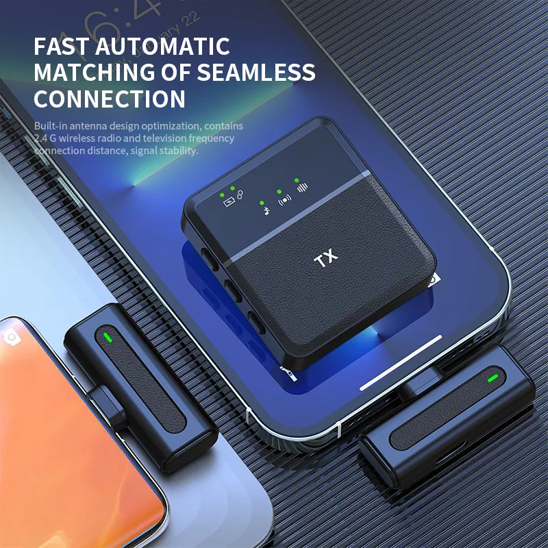 Micro-Cravate Sans Fil SX8 Lavalier pour Smartphone iOS & Type-C