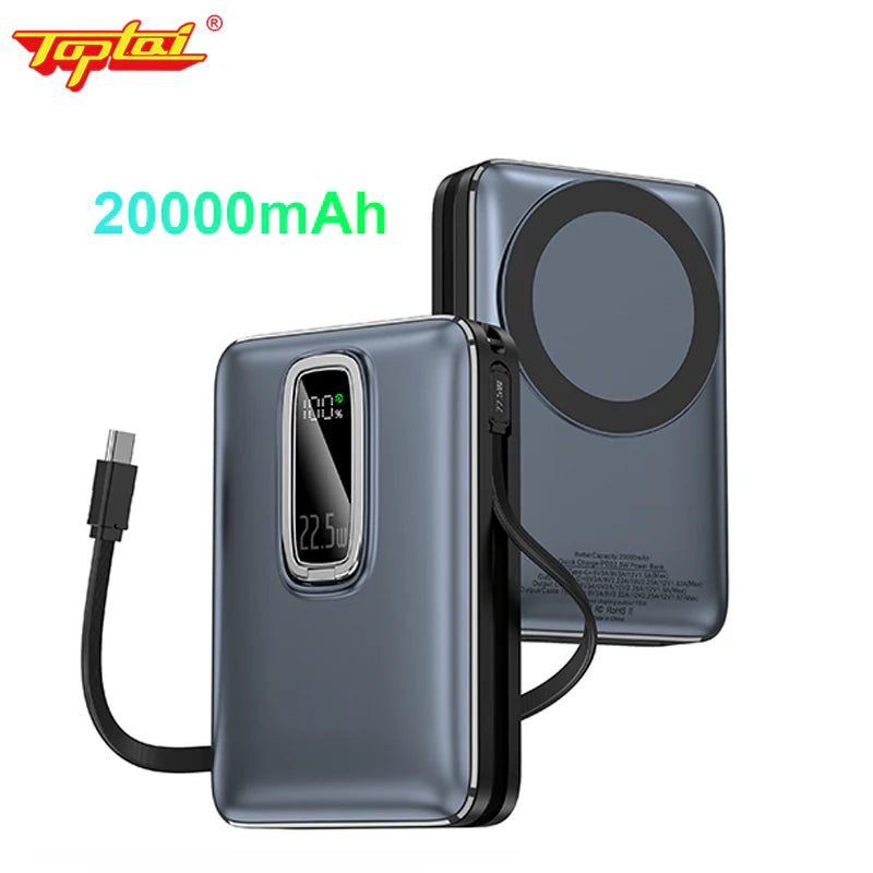 Batterie Externe Magnétique YOOFACE 20000mAh 22.5W avec Charge Sans Fil 15W
