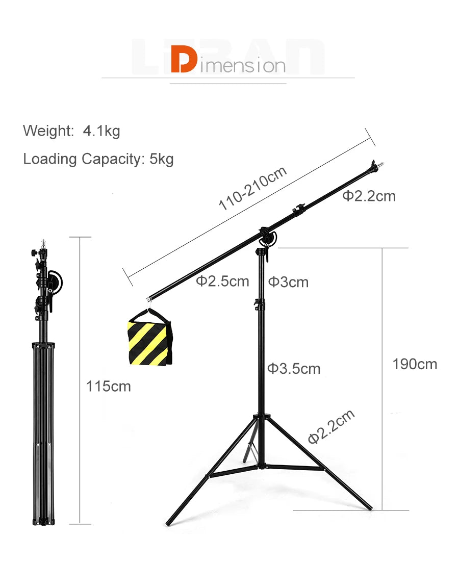Support de lumière professionnel avec bras de flèche réglable