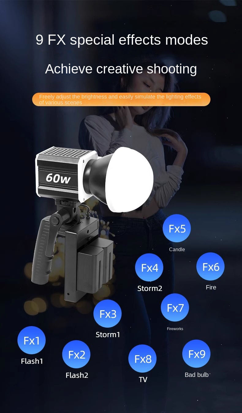 Projecteur Photo Vidéo LED COB 60W à Température Réglable avec Télécommande