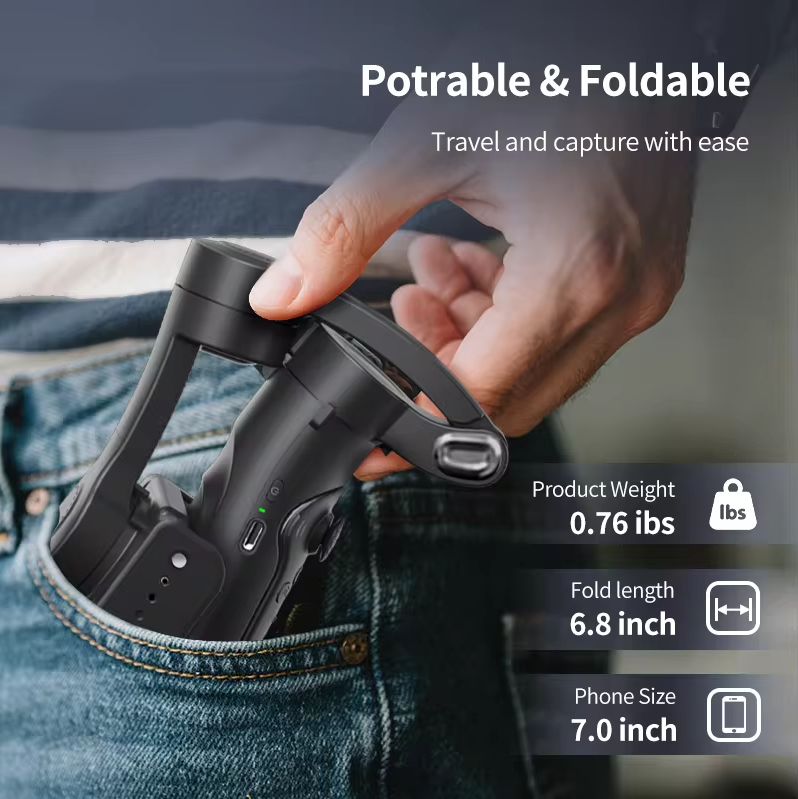 Stabilisateur M3 Pro 3 Axes avec AI Tracking – Smartphone