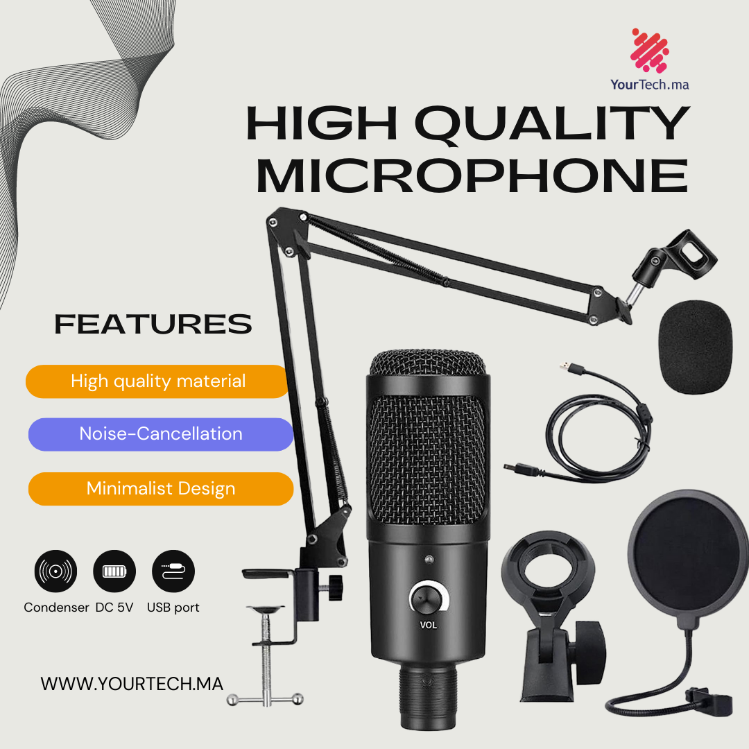 Kit micro USB: microphone condensateur, bras ciseaux réglable - Voix s –
