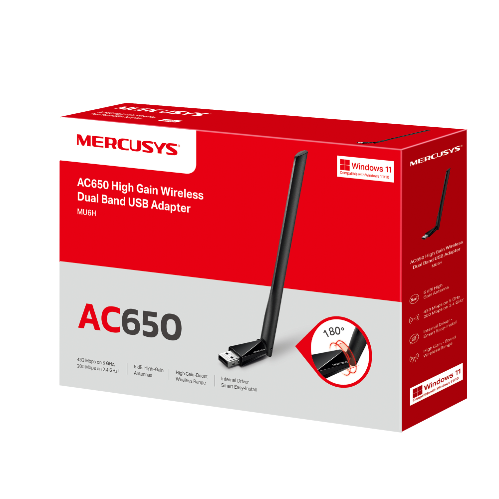 Adaptateur USB Wi-Fi AC650 Double Bande à Antenne Haute Puissance