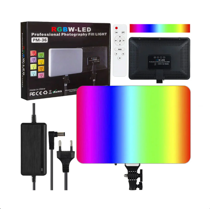 Lampe LED RGB PM-36 14" 50W avec Trépied Télécommande