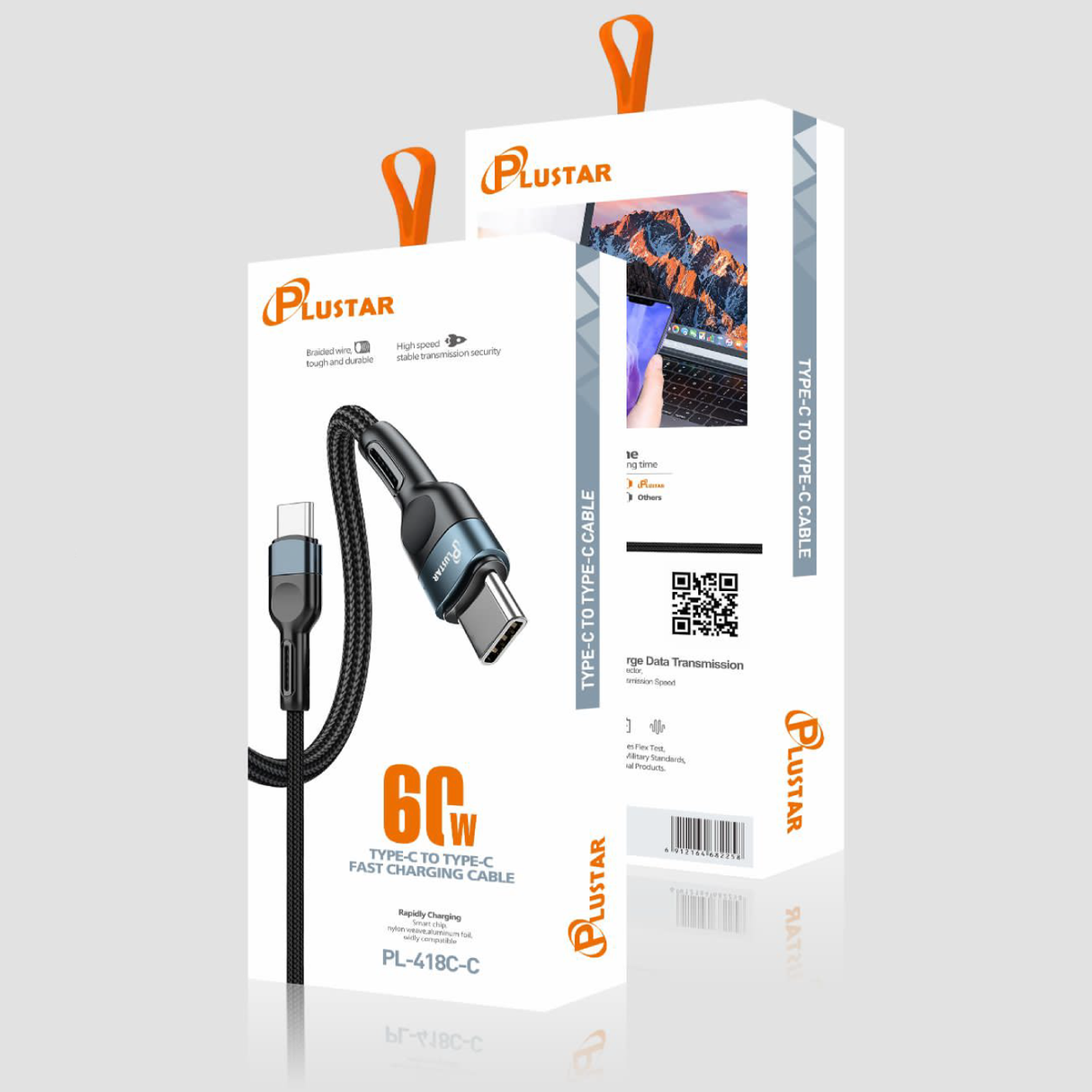 Plustar PL418 - Câble de Charge Rapide Type C vers Type C 60W (1m)