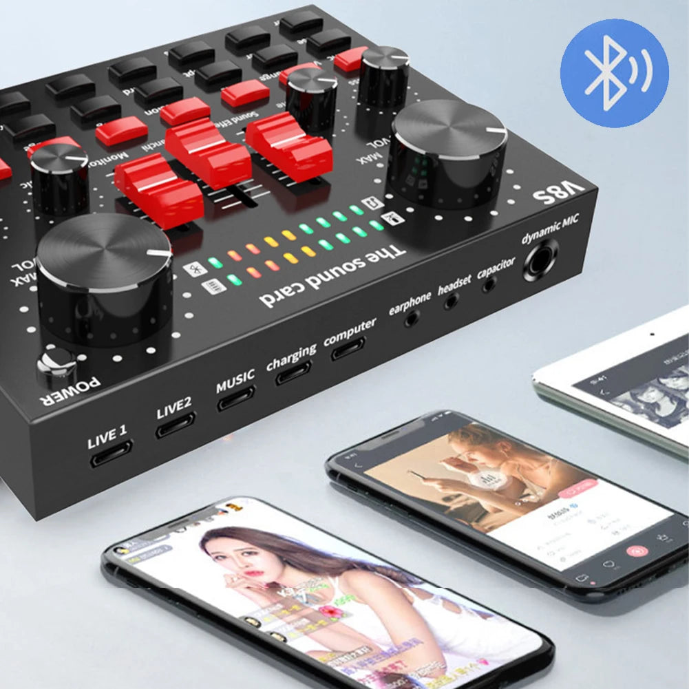Microphone BM800 + Carte Son V8S Bluetooth – Kit Studio Complet