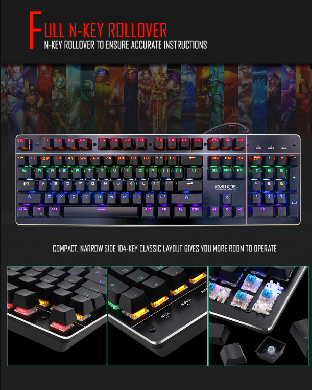 Clavier Mécanique Gaming IMICE MK-X80 – Performance et Éclairage RGB