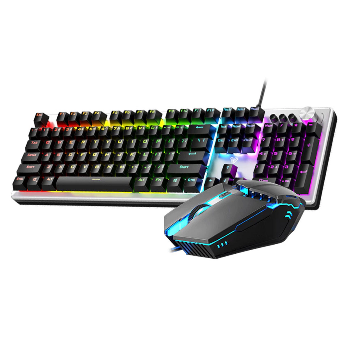 AULA T200 – Combo Clavier et Souris Gaming avec Rétroéclairage Coloré et Molette Multifonction