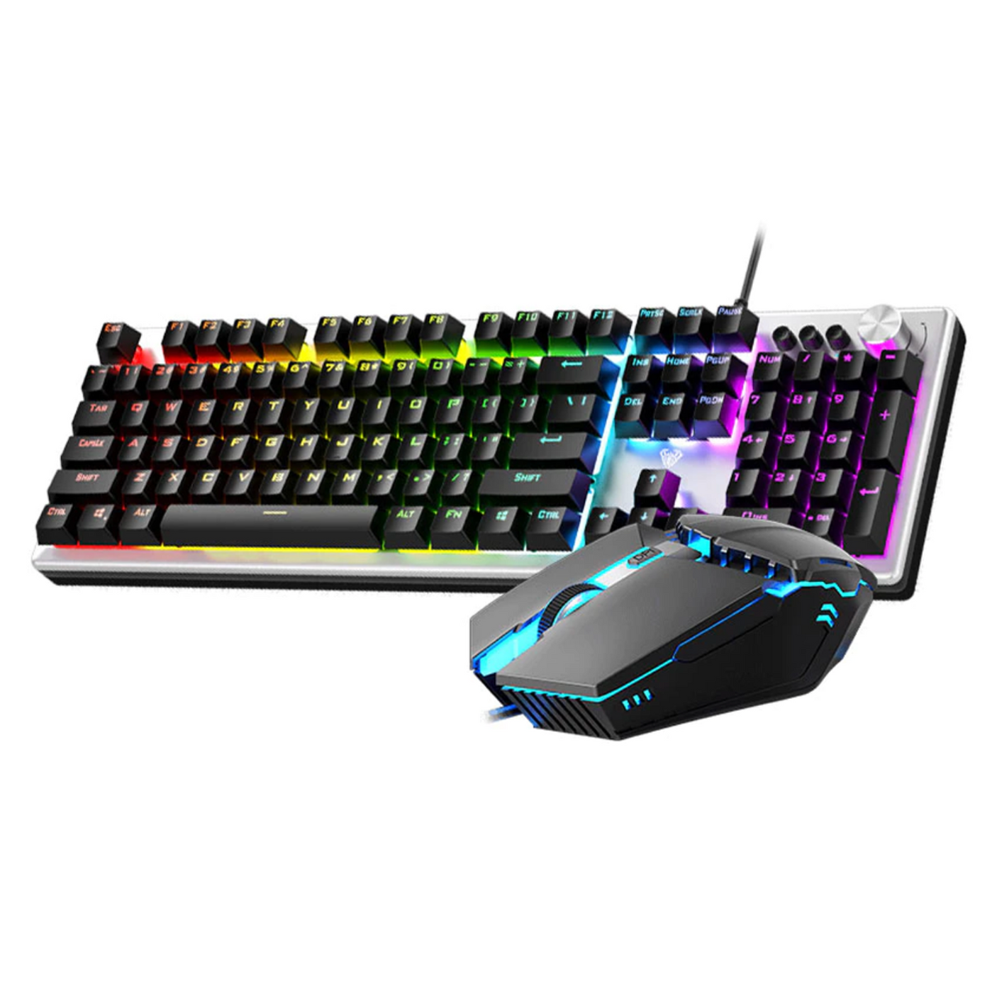 AULA T200 – Combo Clavier et Souris Gaming avec Rétroéclairage Coloré et Molette Multifonction