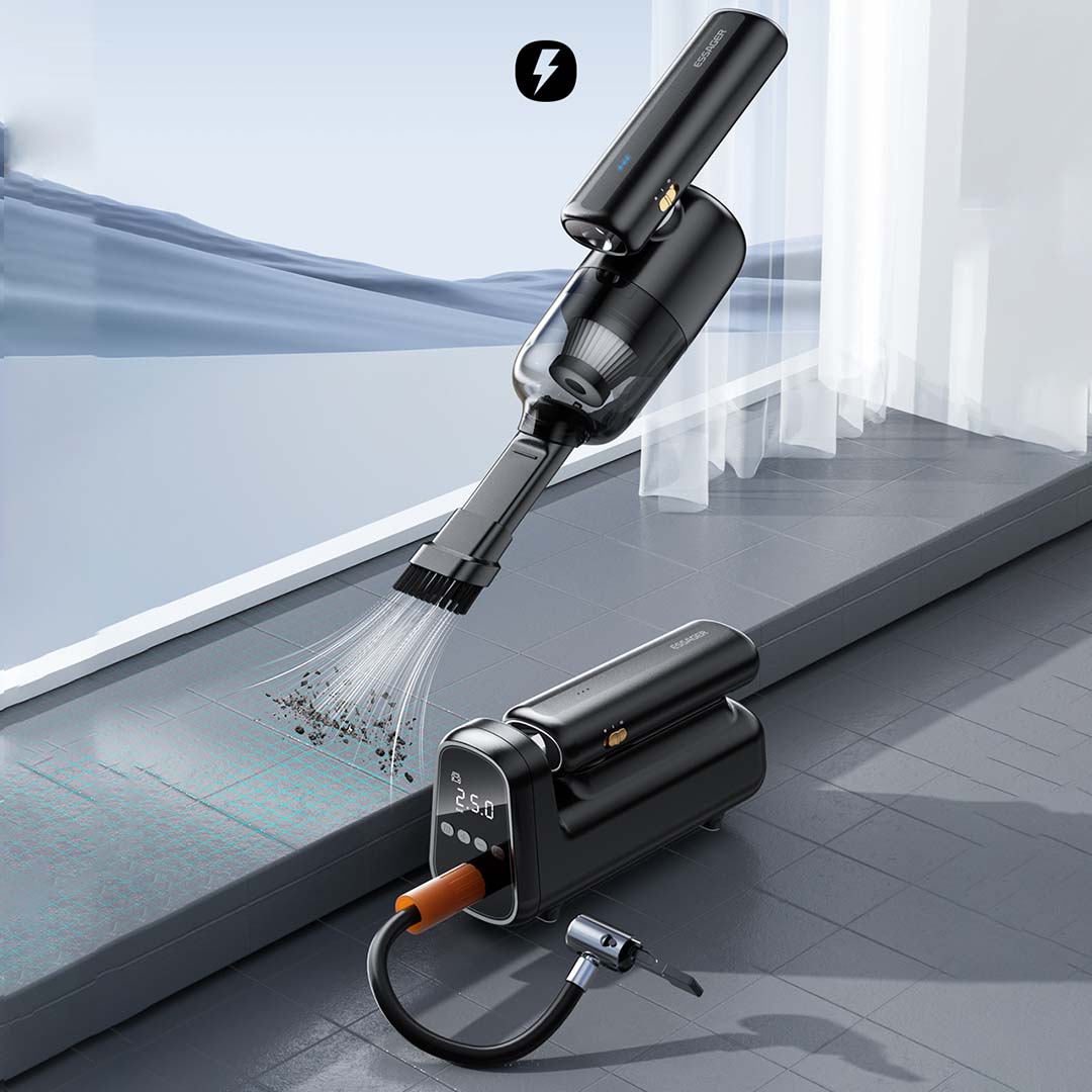 Aspirateur Sans Fil & Gonfleur 5-en-1 Essager F19 Plus – 8000PA, avec Power Bank 4000mAh