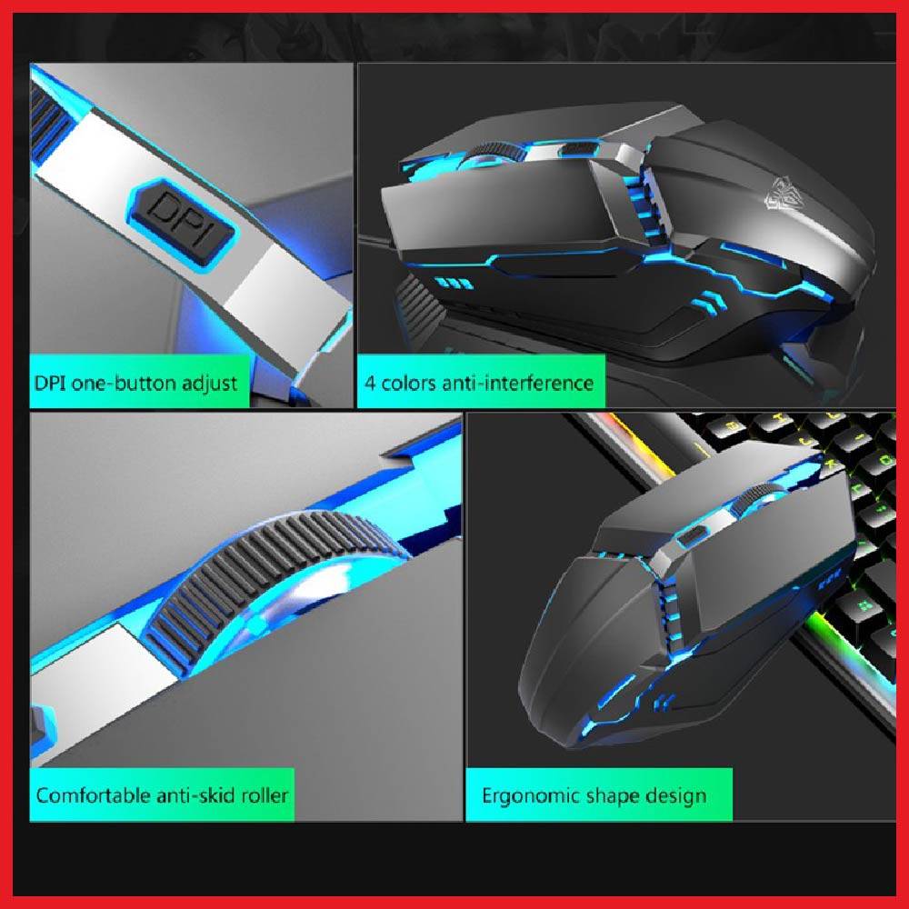 AULA T200 – Combo Clavier et Souris Gaming avec Rétroéclairage Coloré et Molette Multifonction