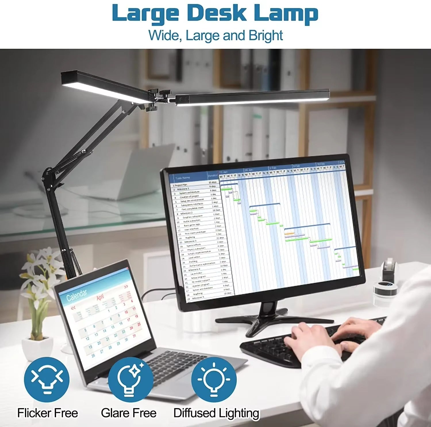 مصباح مكتب LED - إضاءة مريحة وقابلة للتعديل للمكتب