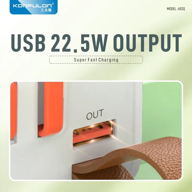 بانك الطاقة KONFULON 30000mAh – شحن سريع 22.5W مع كابلات مدمجة وشاشة رقمية