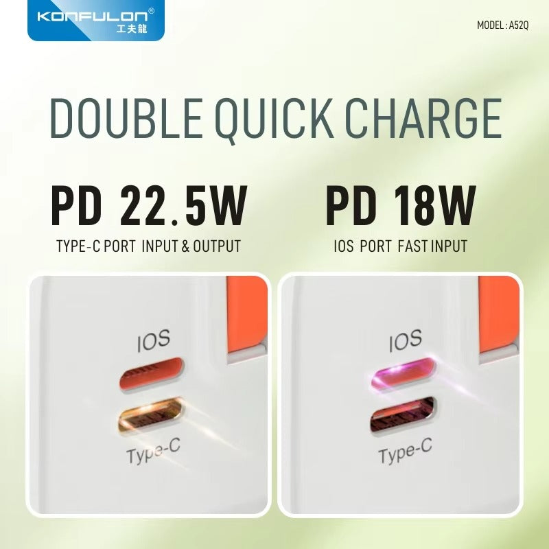 بانك الطاقة KONFULON 30000mAh – شحن سريع 22.5W مع كابلات مدمجة وشاشة رقمية