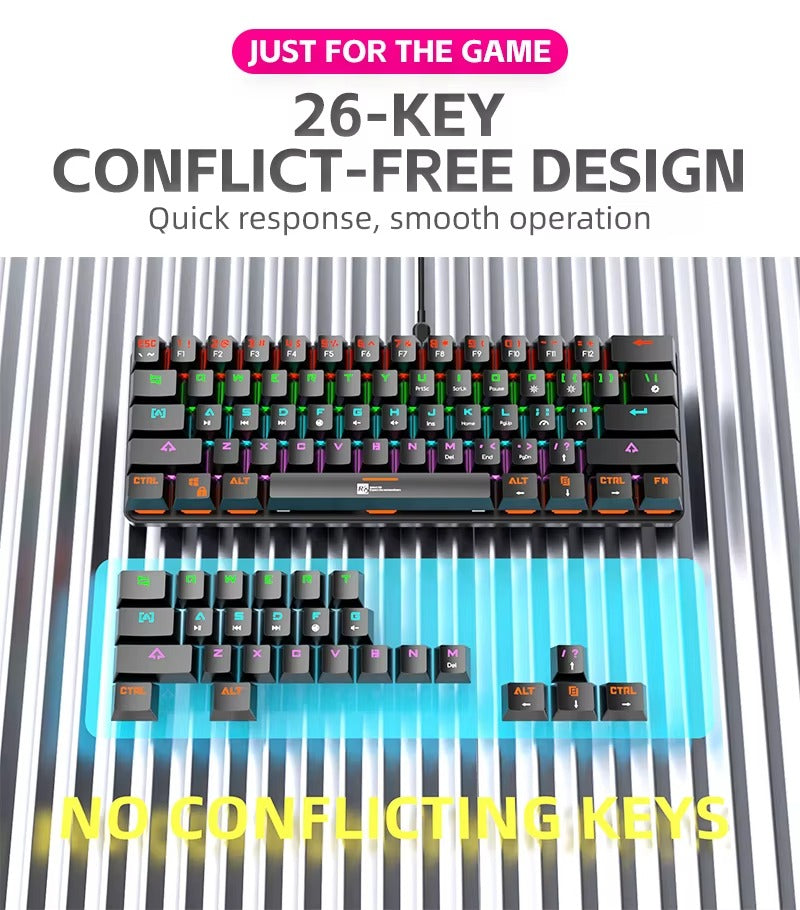 Clavier Mécanique Gaming RGB 61 Touches – R8 1037