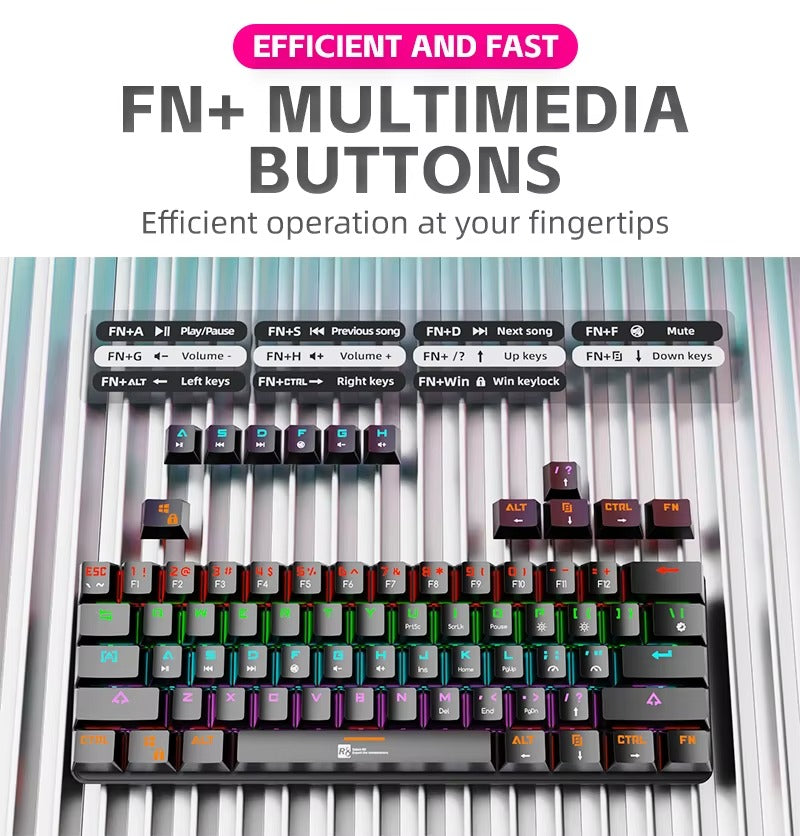 Clavier Mécanique Gaming RGB 61 Touches – R8 1037