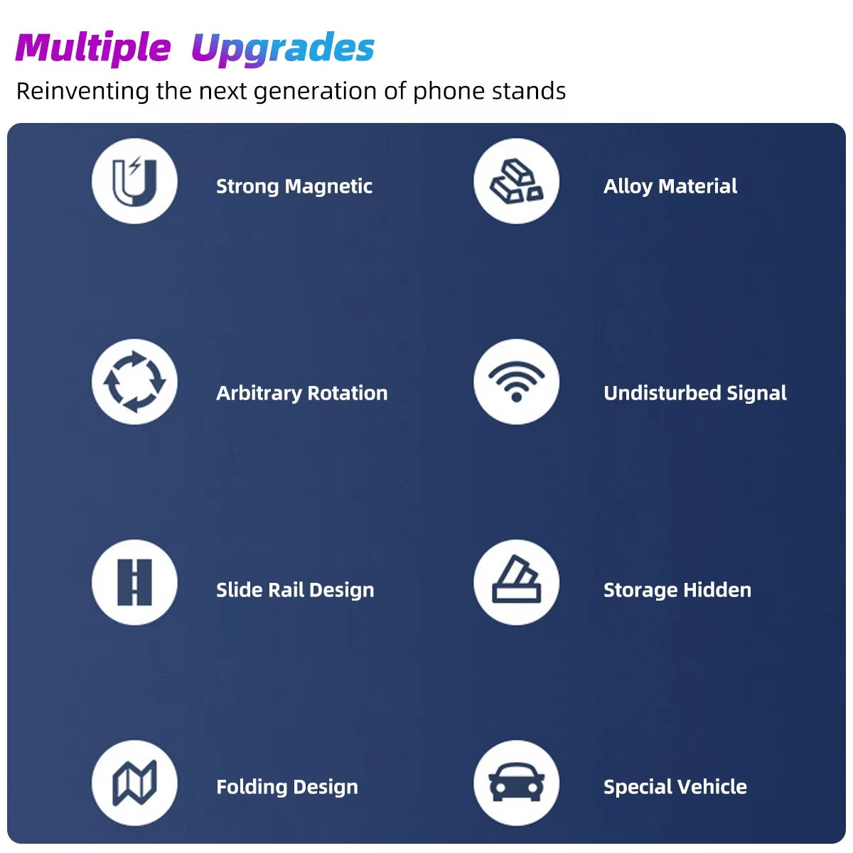 Support Téléphone Voiture Magnétique Invisible en Métal 360°