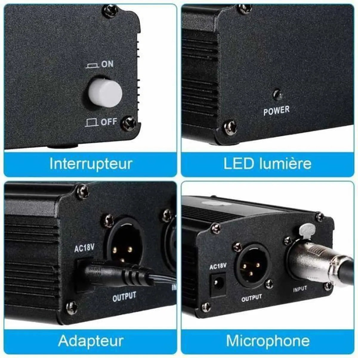 Phantom power 48V et Cable XLR Male female 2M