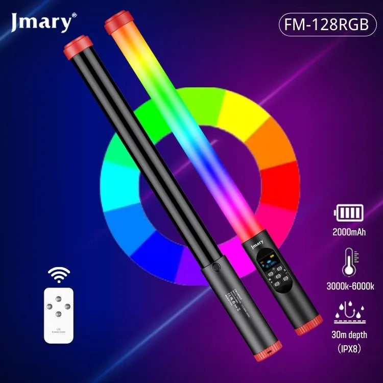 Jmary FM-128 RGB LED Light - Barre Lumineuse Étanche avec Écran OLED