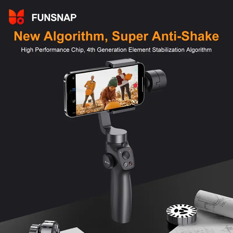 Stabilisateur Smartphone FUNSNAP Capture 2s – Gimbal 3 Axes avec Molette de Focus
