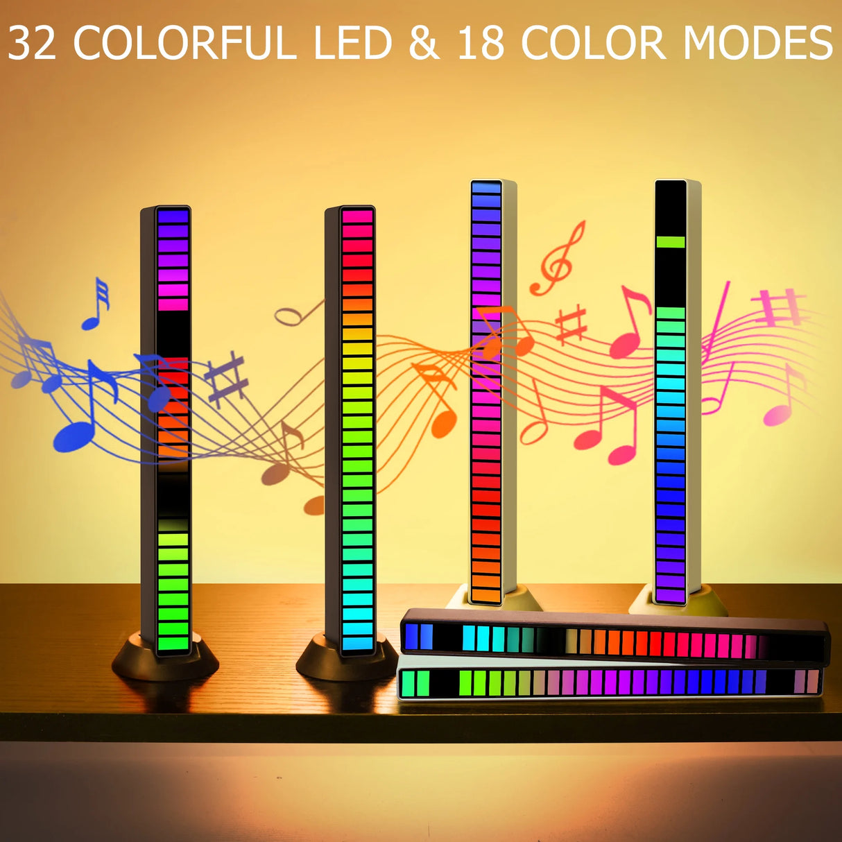 Pack de 2 Barres LED Music Level Light – 32 LEDs Multicolores Sensibles au Son