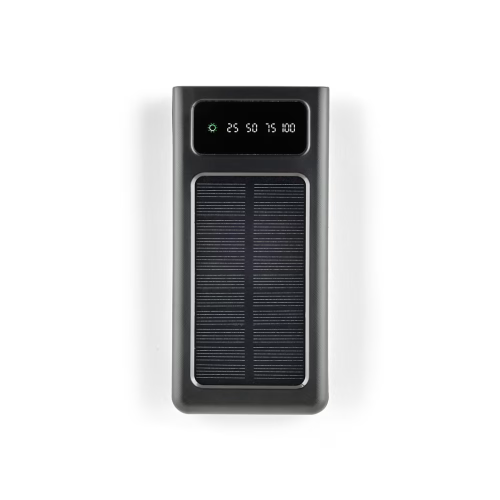Batterie Externe Solaire 30000mAh avec Câbles Intégrés et Lampe LED