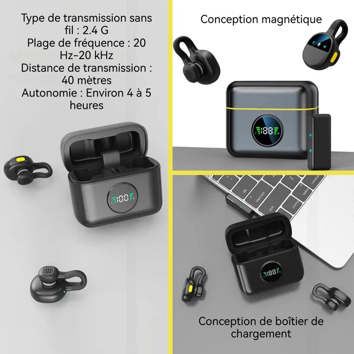 Micro-cravate sans fil 2.4G avec réduction DSP