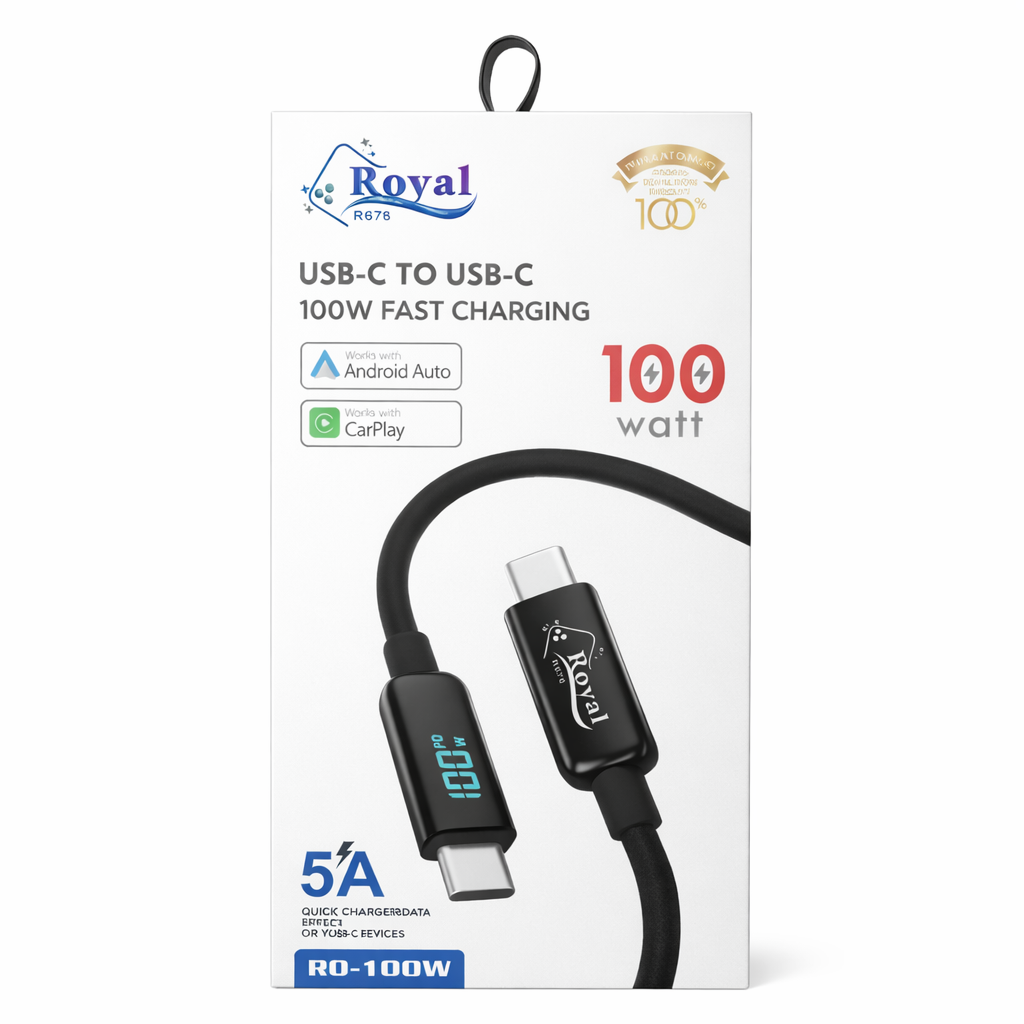 Câble USB-C vers USB-C Royal R676 – Charge Rapide 100W (5A)