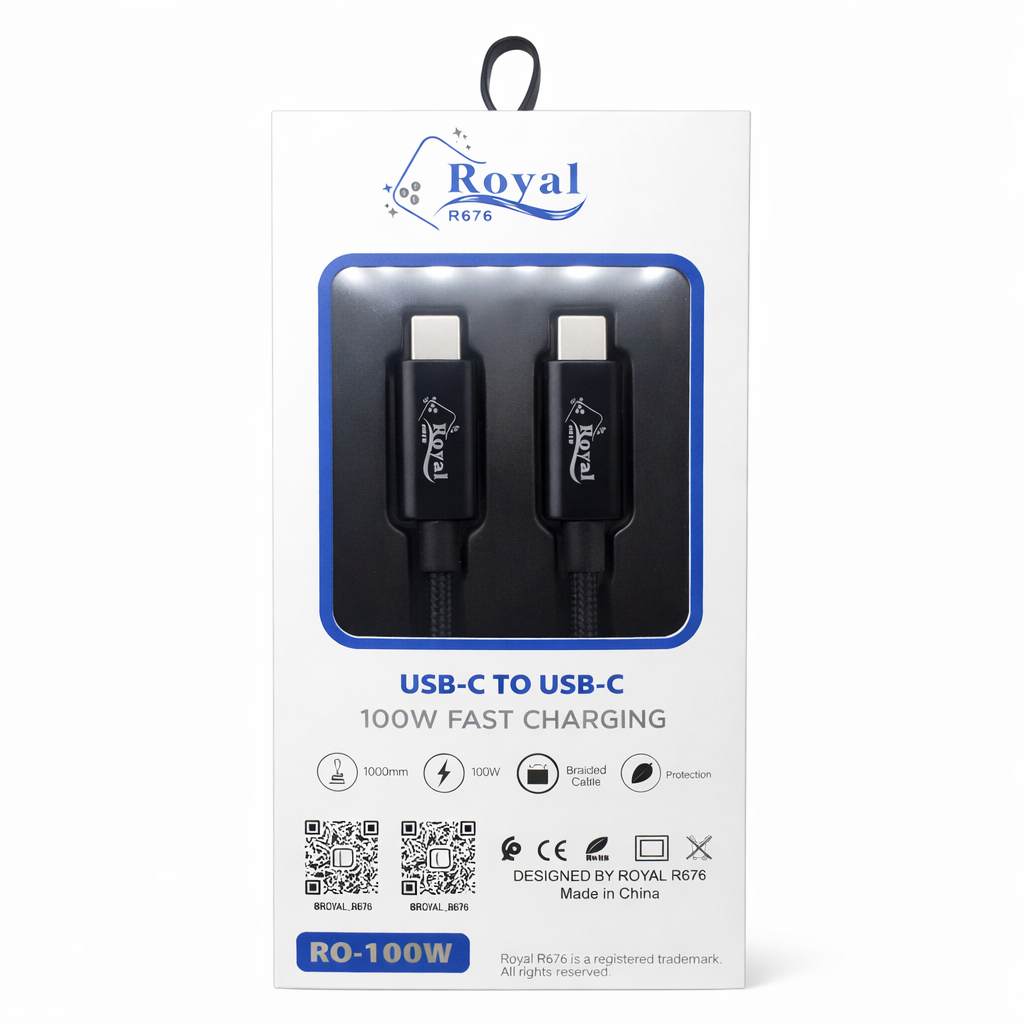 Câble USB-C vers USB-C Royal R676 – Charge Rapide 100W (5A)